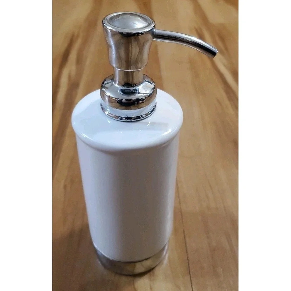 White Silver Ceramic Soap Lotion Dispenser